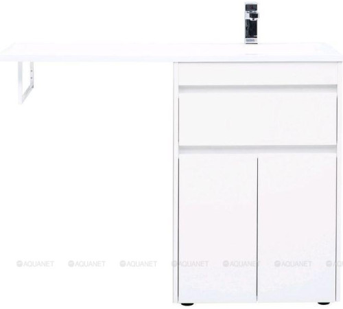 Тумба с раковиной Aquanet Токио 120 R напольная 1 ящик 2 фасада белый глянец 00239210