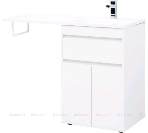 Тумба с раковиной Aquanet Токио 120 R напольная 1 ящик 2 фасада белый глянец 00239210