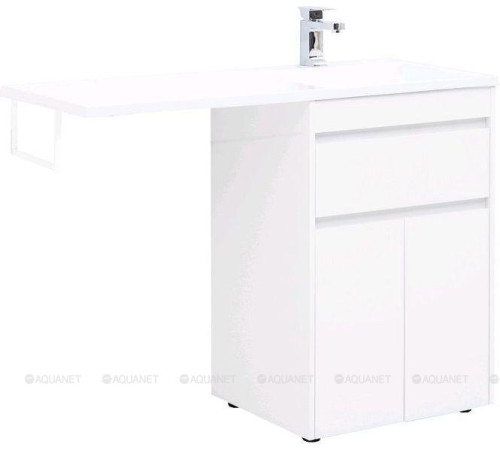 Тумба с раковиной Aquanet Токио 120 R напольная 1 ящик 2 фасада белый глянец 00239210