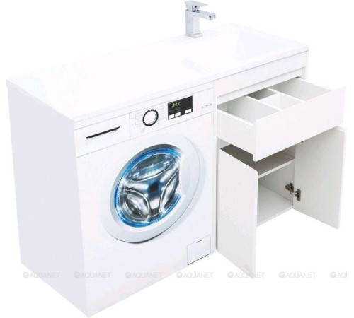 Тумба с раковиной Aquanet Токио 120 R напольная 1 ящик 2 фасада белый глянец 00239210