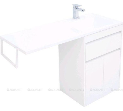 Тумба с раковиной Aquanet Токио 120 R напольная 1 ящик 2 фасада белый глянец 00239210