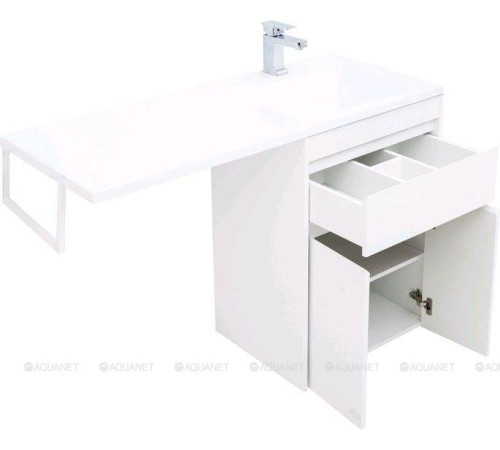 Тумба с раковиной Aquanet Токио 120 R напольная 1 ящик 2 фасада белый глянец 00239210