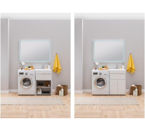 Тумба с раковиной Aquanet Токио 120 R напольная 1 ящик 2 фасада белый глянец 00239210