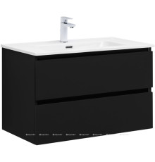Тумба с раковиной Aquanet Вега 2.0 80 черная 2 ящика с раковиной Flat 00344767