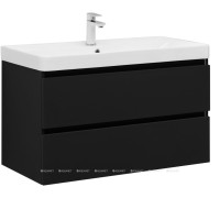 Тумба с раковиной Aquanet Вега 2.0 90 черная 2 ящика с раковиной Ирис 00344743