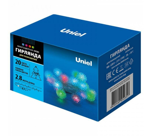 Гирлянда с насадками Uniel Звезды 10 LED 2 м ULD-7921