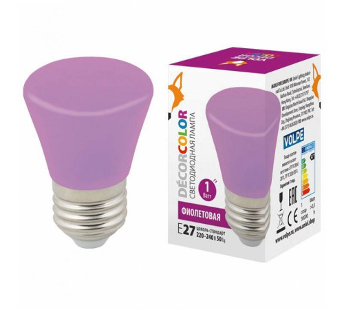 Лампа светодиодная Volpe Décor Color E27 1 Вт синяя UL-00005644