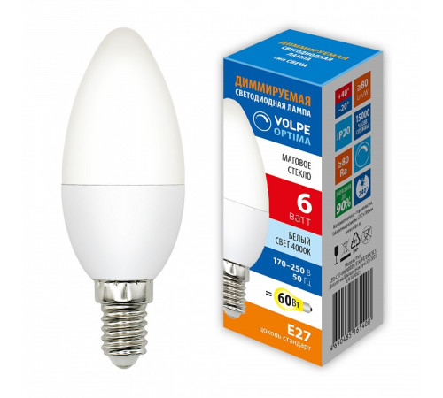 Лампа светодиодная Uniel OPTIMA DIM E14 6Вт 4000K UL-00009226