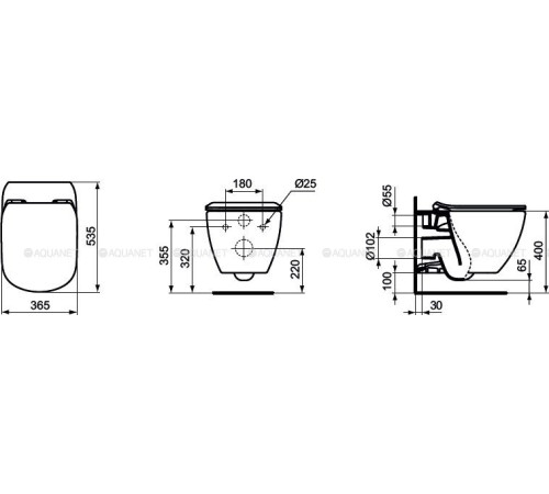 Комплект унитаз подвесной Ideal Standard Tesi AquaBlade с сиденьем микролифт AK0001