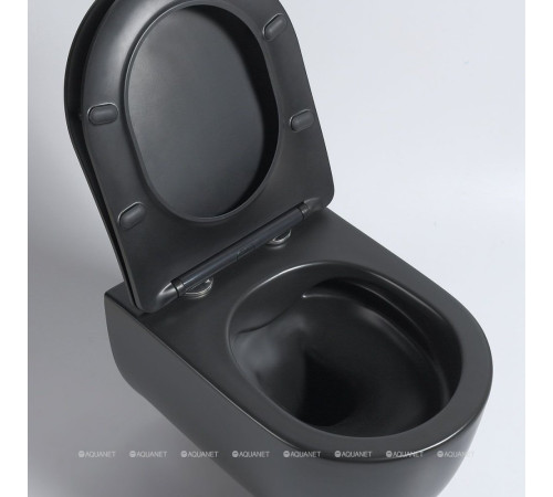 Унитаз подвесной Vincea Evo безободковый с сиденьем slim soft-close черный матовый VT1-34SMB