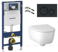 Комплект №4 Geberit iCON Sigma 20 инсталляция с унитазом и черной матовой клавишей 500.300.82.1