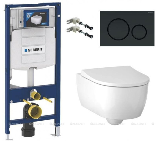 Комплект №4 Geberit iCON Sigma 20 инсталляция с унитазом и черной матовой клавишей 500.300.82.1