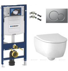 Комплект №5 Geberit iCON Sigma 20 инсталляция с унитазом и матовой хромированной клавишей 500.300.JQ.5