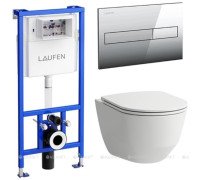 Комплект унитаз Laufen Pro сиденье микролифт инсталляция кнопка 8.6996.6.000.000.R