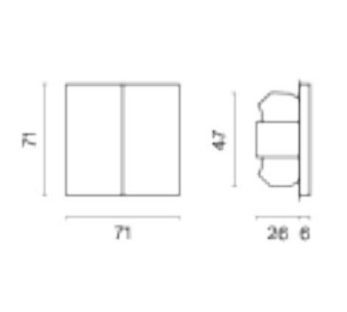 Переключатель перекрестный двухклавишный без рамки Voltum S70 VLS020508
