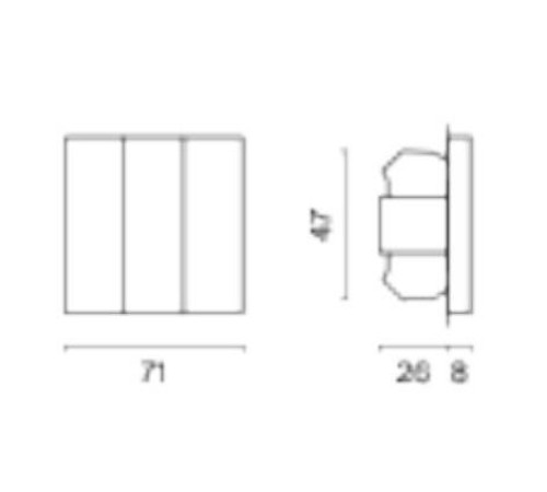Выключатель трехклавишный без рамки Voltum S70 VLS030104