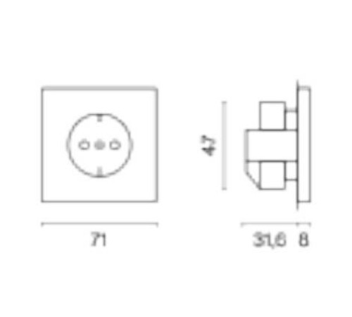 Розетка с заземлением, без рамки Voltum S70 VLS040104