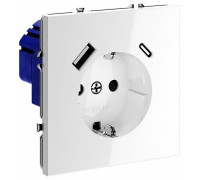 Розетка с заземлением и со шторкой и 2хUSB type A и C, без рамки Voltum S70 VLS040501