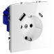Розетка с заземлением и со шторкой и 2хUSB type A и C, без рамки Voltum S70 VLS040501