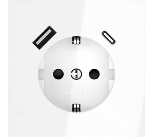 Розетка с заземлением и со шторкой и 2хUSB type A и C, без рамки Voltum S70 VLS040501