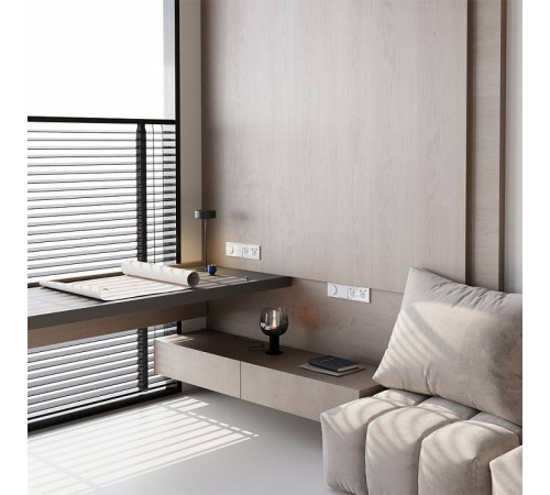 Розетка с заземлением и со шторкой и 2хUSB type A и C, без рамки Voltum S70 VLS040501