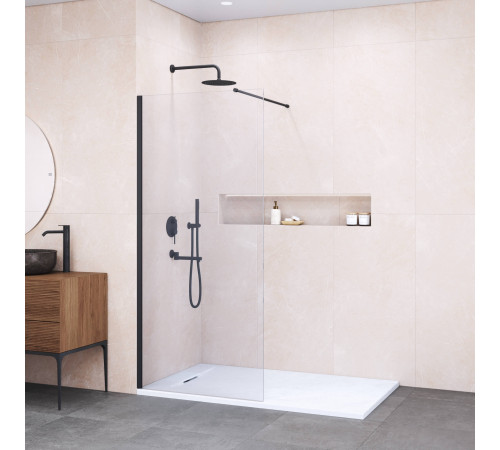 Душевая перегородка RGW WA-002B 1000x1950 мм черный прозрачное стекло 35100210-14