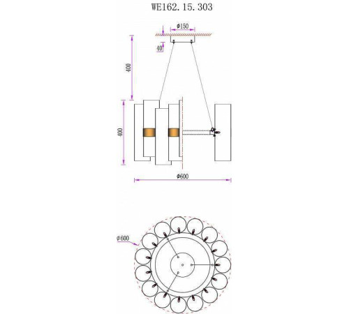 Подвесная люстра Wertmark Franka WE162.15.303
