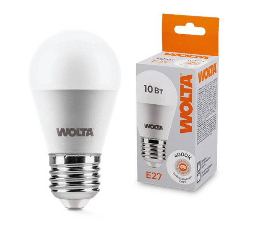 Лампа светодиодная Wolta E27 10Вт 4000K 25S45GL10E27