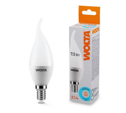 Лампа светодиодная Wolta E14 7.5Вт 6500K 25WCD7.5E14