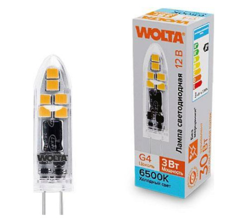 Лампа светодиодная Wolta G4 3Вт 6500K WSTD-JC-12V3W6KG4-P