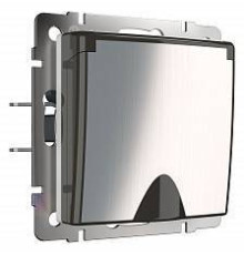 Розетка с заземлением и с шторками, без рамки с крышкой Werkel Глянцевый никель W1171202