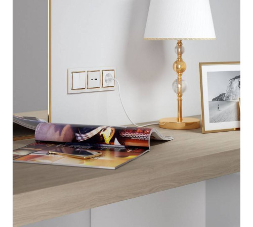 Выключатель проходной двухклавишный без рамки Werkel белые a051126