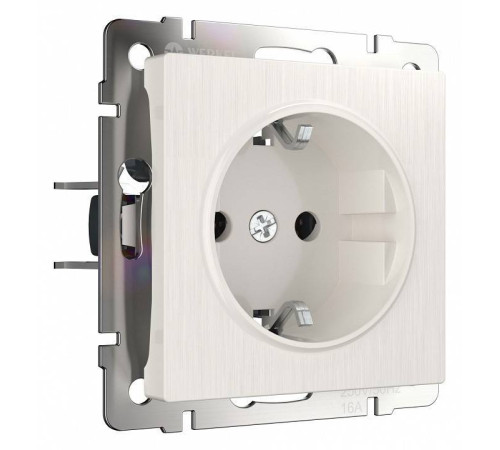 Розетка с заземлением и с шторками, без рамки Werkel перламутровый рифленый W1171113