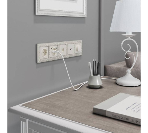 Розетка Ethernet RJ-45 без рамки Werkel перламутровый рифленый W1181013