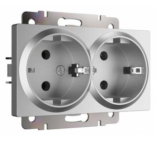 Розетка двойная с заземлением, без рамки Werkel Серебряный W1172006