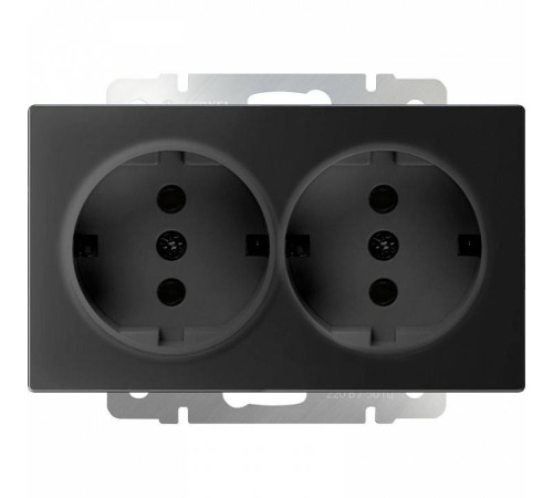 Розетка двойная с заземлением, без рамки Werkel черный матовый W1172008