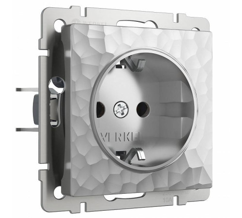 Розетка влагозащищенная с заземлением и с шторками, без рамки Werkel Hammer W1271106 (серебряный)