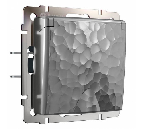 Розетка влагозащищенная с заземлением и с шторками, без рамки Werkel Hammer W1271206 (серебряный)