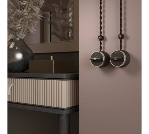 Выключатель двухклавишный с корпусом Werkel Vintage мокко, хром W5822052