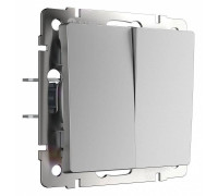 Выключатель проходной двухклавишный с самовозвратом Werkel серебряный W1122406