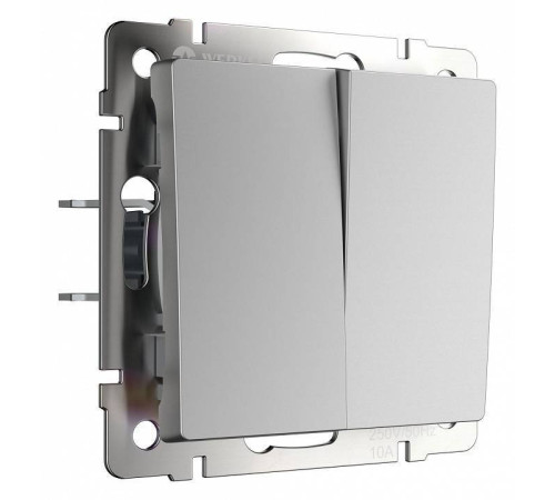 Выключатель проходной двухклавишный с самовозвратом Werkel серебряный W1122406