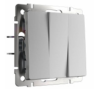 Выключатель трехклавишный без рамки Werkel серебряный матовый W1130065