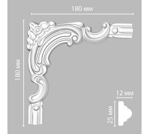 Угловой элемент DECOMASTER 97012-5 180x180x12 мм 97012-5