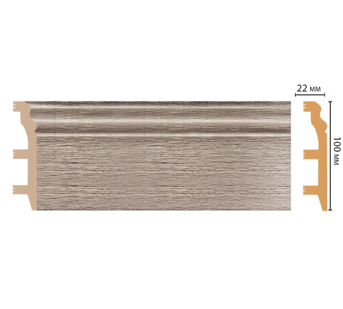 Плинтус напольный DECOMASTER D232 100 х 22 х 2400 мм D232-77 ДМ