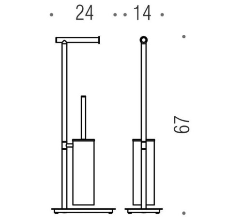 Стойка напольная Colombo Design Square с держателем бумаги и ершиком PVD сталь B9907.HPS1