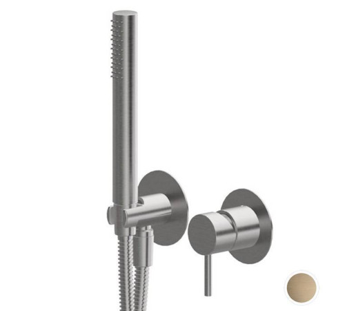 Смеситель для душа Newform X-STEEL 316 встраиваемый с ручным душем и шлангом 150 см PVD brushed pale gold 69676EX.59.098