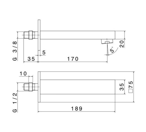 Излив для ванны Kerama Marazzi Futura настенный черный матовый 66487KM.01.093