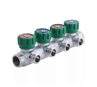 Коллектор с ручной регулировкой GAPPO G1001 3/4 x 1/2 на 3 выхода плоское уплотнение G1001-3