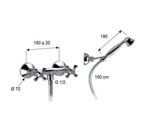 Смеситель для душа Daniel Revival настенный хром V4433 cr