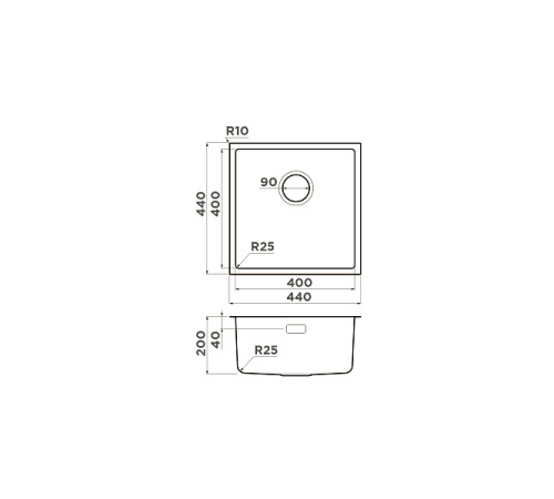 Кухонная мойка Omoikiri Tadzava 44-U/I Quadro-IN 44x44 см нержавеющая сталь 4993509